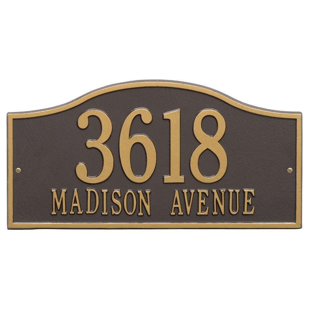 Whitehall Products Rolling Hills Rectangular Bronze/Gold Grande Wall 2-Line Address Plaque