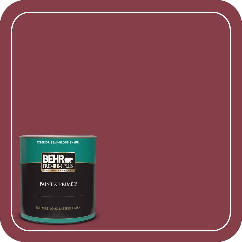 BEHR PREMIUM PLUS 1 qt. #S-H-120 Antique Ruby Semi-Gloss Enamel Exterior Paint & Primer