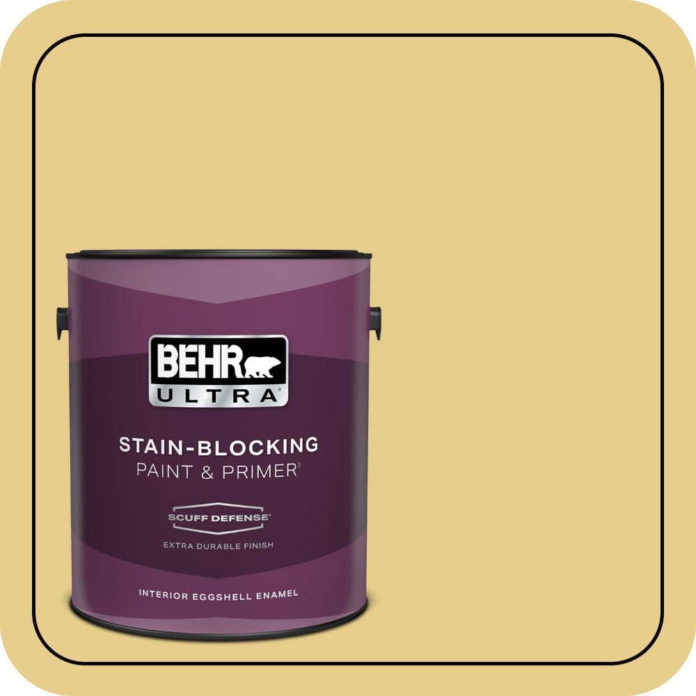 BEHR ULTRA 1 gal. #T12-6 Lol Yellow Extra Durable Eggshell Enamel Interior Paint & Primer (1)