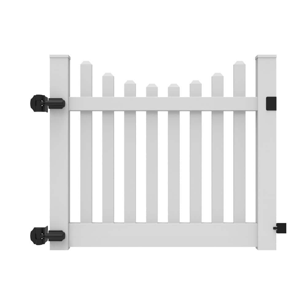 Barrette Outdoor Living Kettle Scallop 5 ft. W x 4 ft. H White Vinyl Un-Assembled Fence Gate (1)