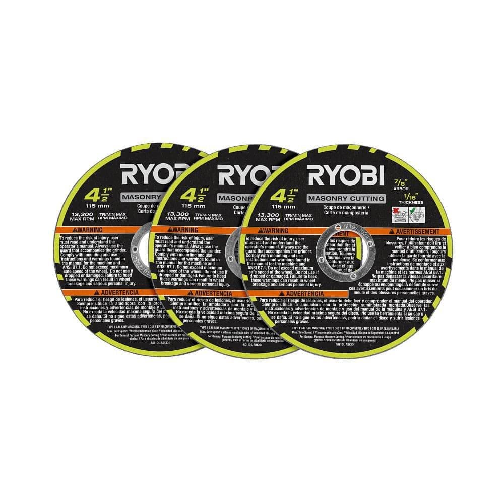 RYOBI 4-1/2 in. Masonry Cutting Wheel (3-Piece) (1)