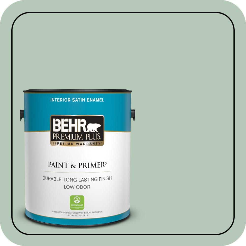 BEHR PREMIUM PLUS 1 gal. #S410-3 Ponds Edge Satin Enamel Low Odor Interior Paint & Primer