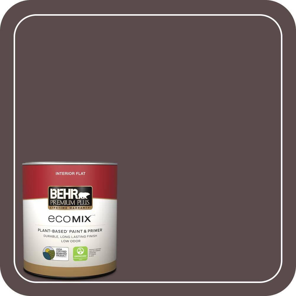 BEHR PREMIUM PLUS 1 qt. #MQ1-43 Piano Brown Flat EcoMix Plant-Based Interior Paint & Primer (1)
