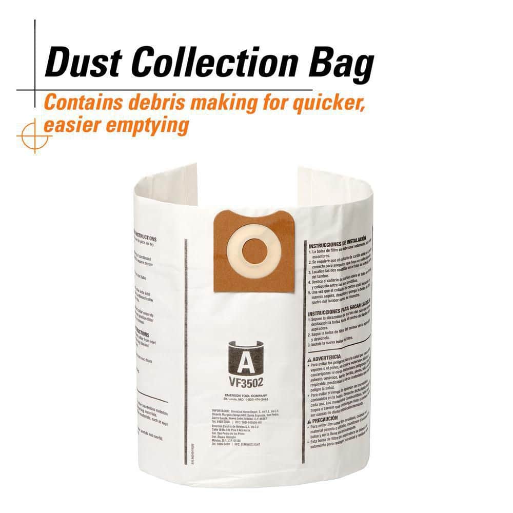 Genuine VF3502 Wet Dry Vac Dry Pick-up Only Dust Bags for Select 12-16 Gallon RIDGID Shop Vacuums, Size A (2-Pack) (4)