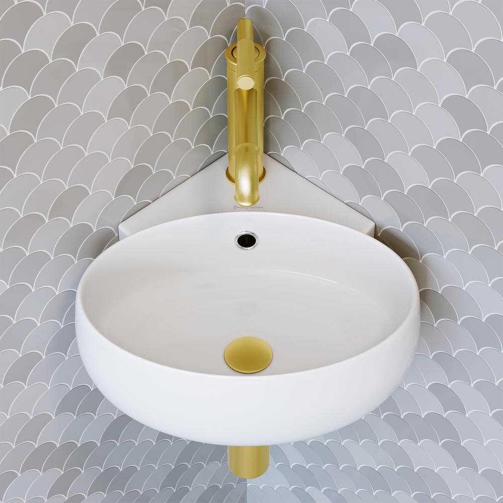Swiss Madison Plasir Ceramic Corner Novelty Wall Hung Vessel Sink in White (1)