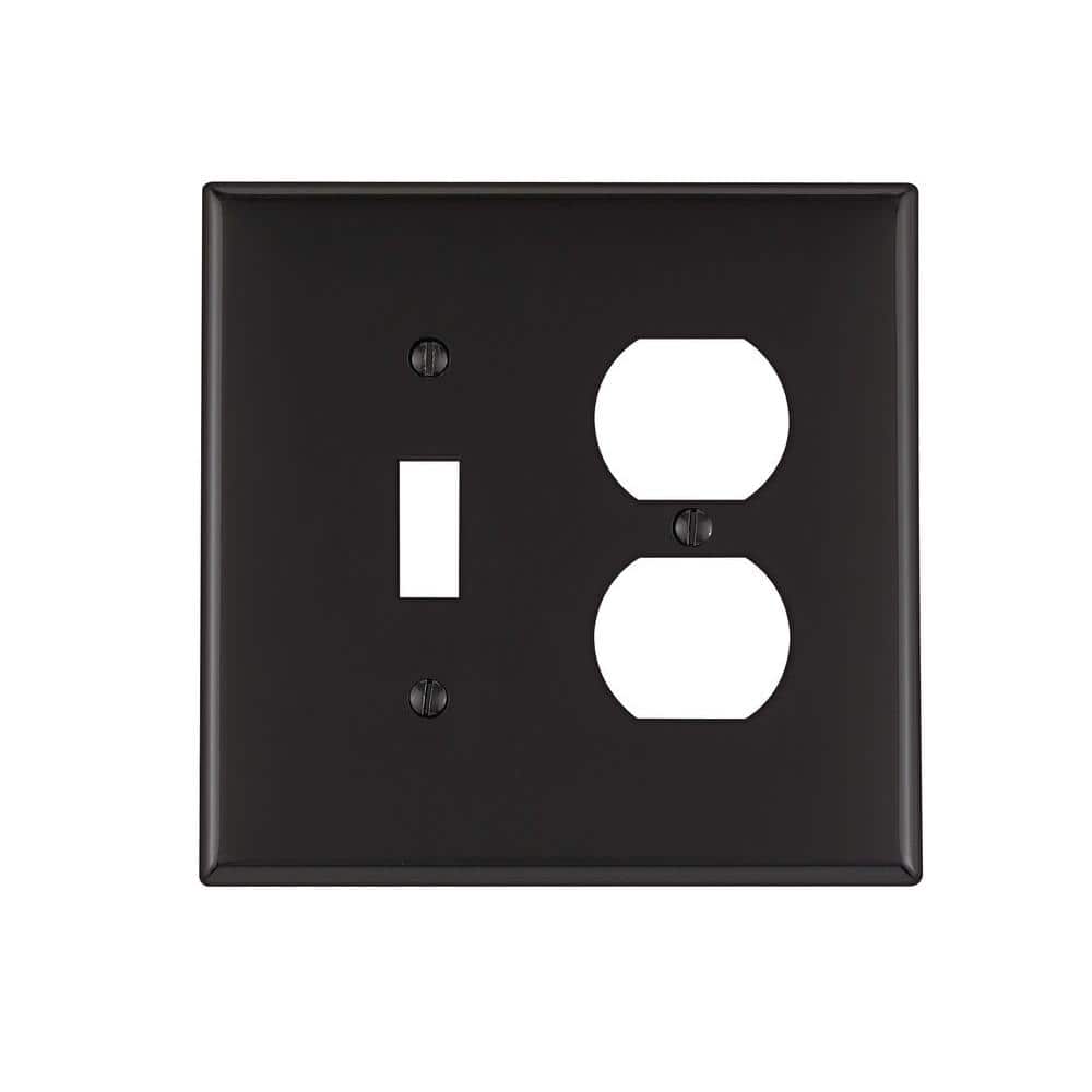 Leviton 2-Gang Black 1-Toggle / 1-Duplex Outlet/Receptacle Nylon Midway/Midsize Wall Plate (1-Pack) PJ18-E (1)