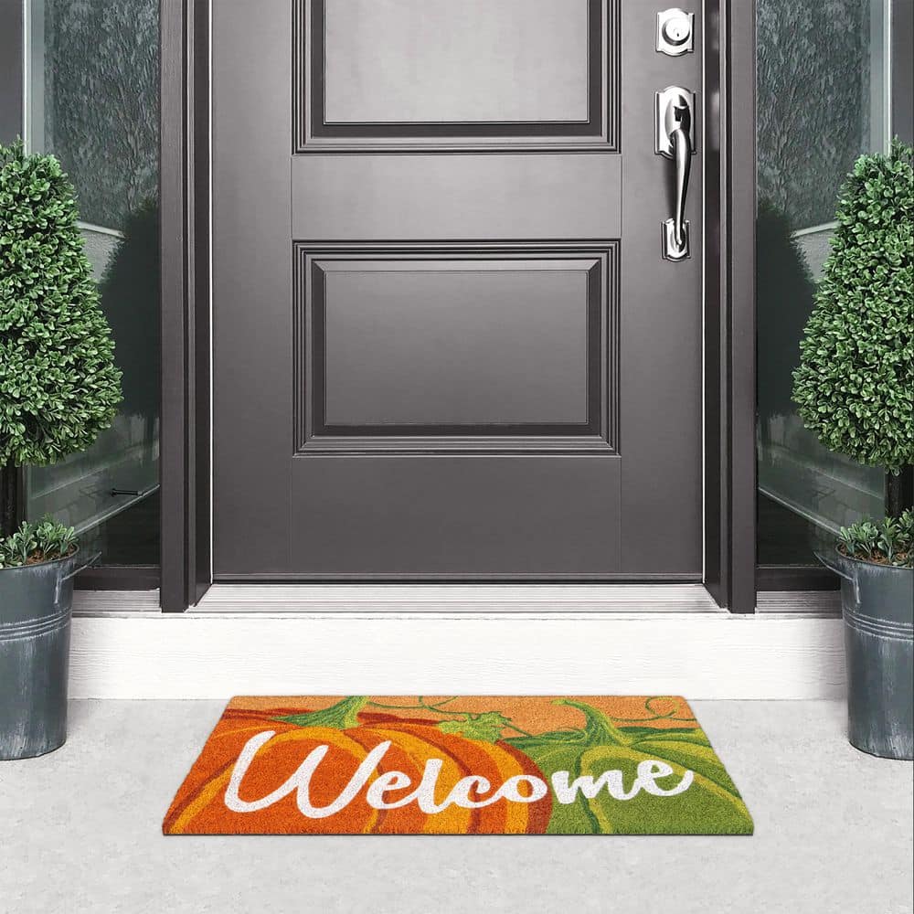 Home Accents Holiday Pumpkin 18 in. x 30 in. Coir Doormat (3)