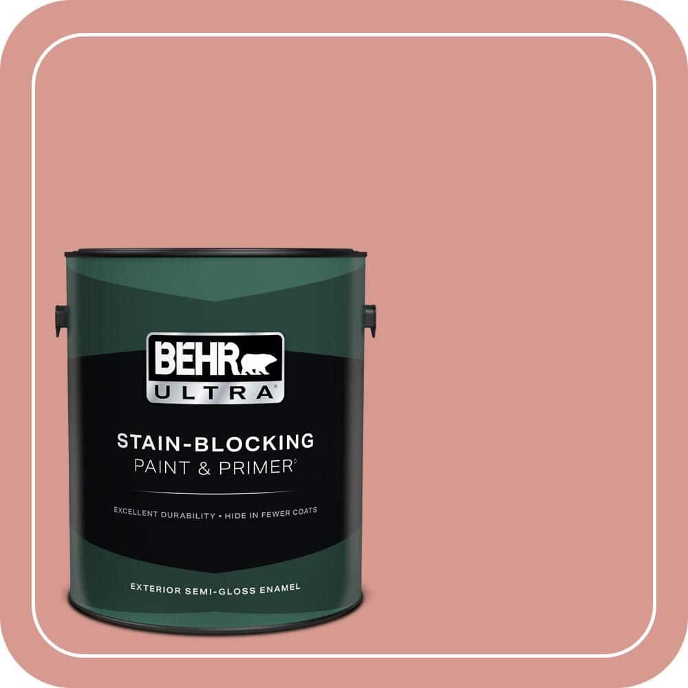 BEHR ULTRA 1 gal. #T13-15 Shanghai Peach Semi-Gloss Enamel Exterior Paint & Primer