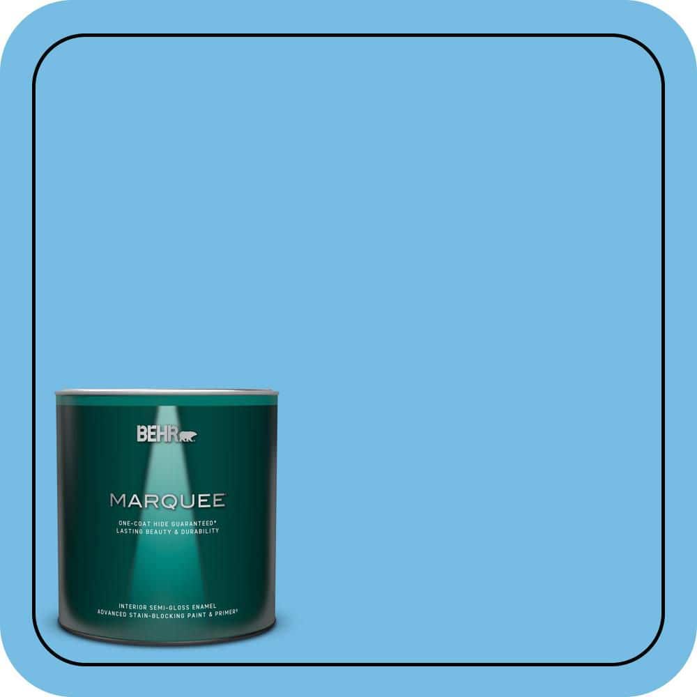 BEHR MARQUEE 1 qt. #550B-4 Costa Rica Blue Semi-Gloss Enamel Interior Paint & Primer
