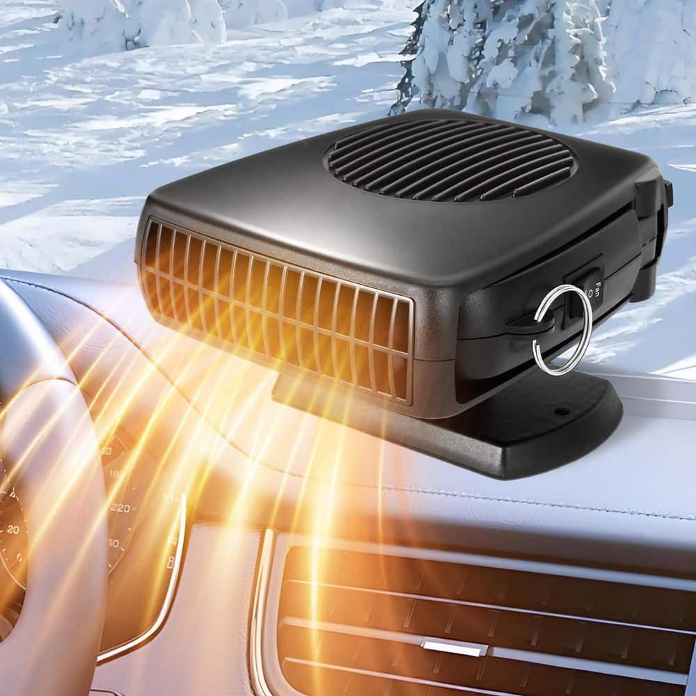 Unbranded 200W 12V Electric Car Heater with 360° Swivel Base, 2-in-1 Heating and Fan Function, Black, 1 Pack (3)