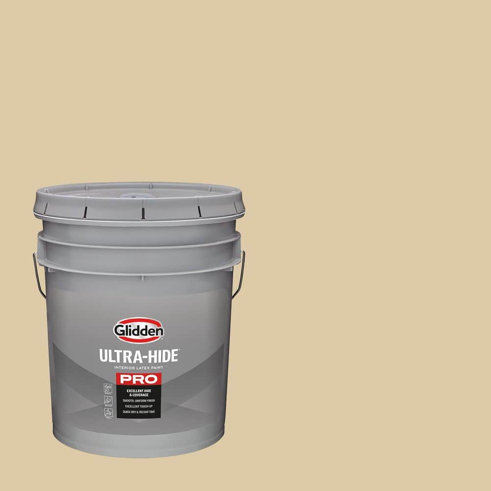 Glidden Ultra-Hide 5 gal. PPG1096-3 Cookie Dough Ultra Flat Interior Paint