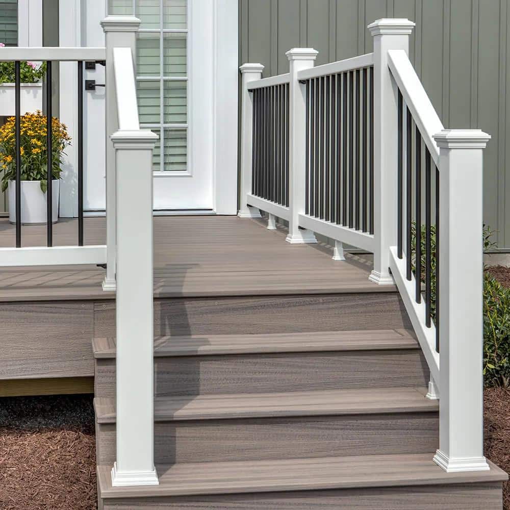 Trex Select 8 ft. x 36 in. Classic Full-Span Horizontal White with Aluminum Round Black Balusters (3)