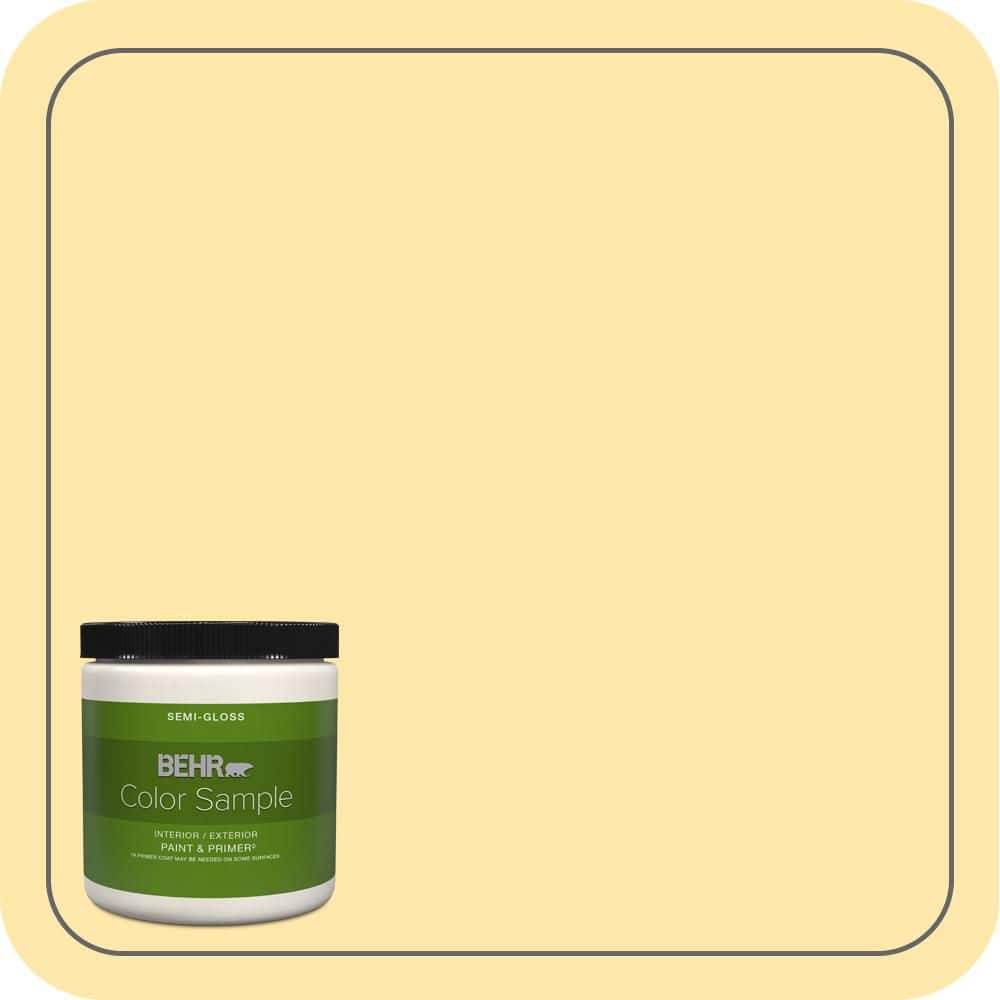 BEHR PREMIUM PLUS 8 oz. #PPH-02 Corn Semi-Gloss Interior/Exterior Paint & Primer Color Sample