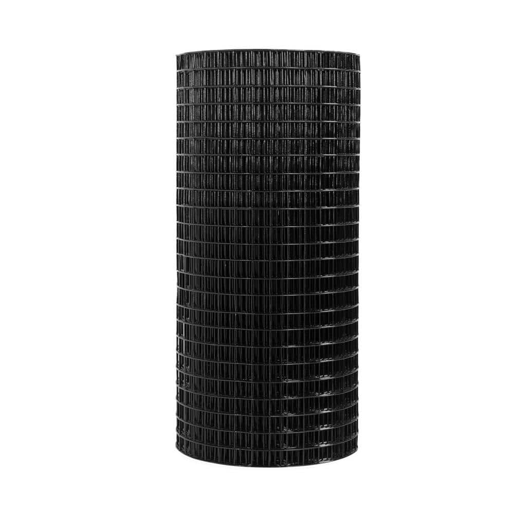 allFENZ 4 ft. x 50 ft. 16-Gauge Black Vinyl Coated Welded Wire Fence with 1 in. x 1 in. Mesh