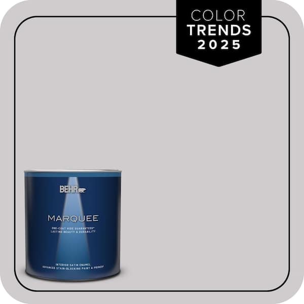 BEHR MARQUEE 1 qt. #MQ3-28 Rock Crystal One-Coat Hide Satin Enamel Interior Paint & Primer (2)