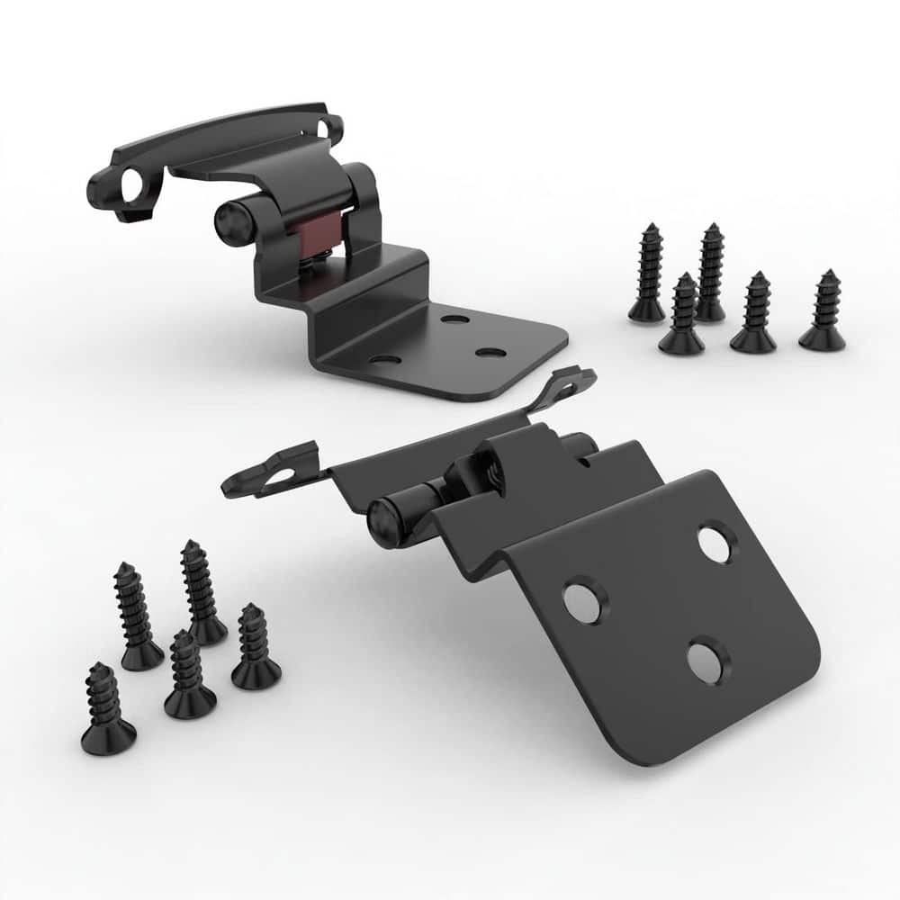 Wudkey Matte Black 3/8 in. Inset Cabinet Hinges with Self Closing Flush Face MountDoor Bumper, a Set of 50 Pieces (1)