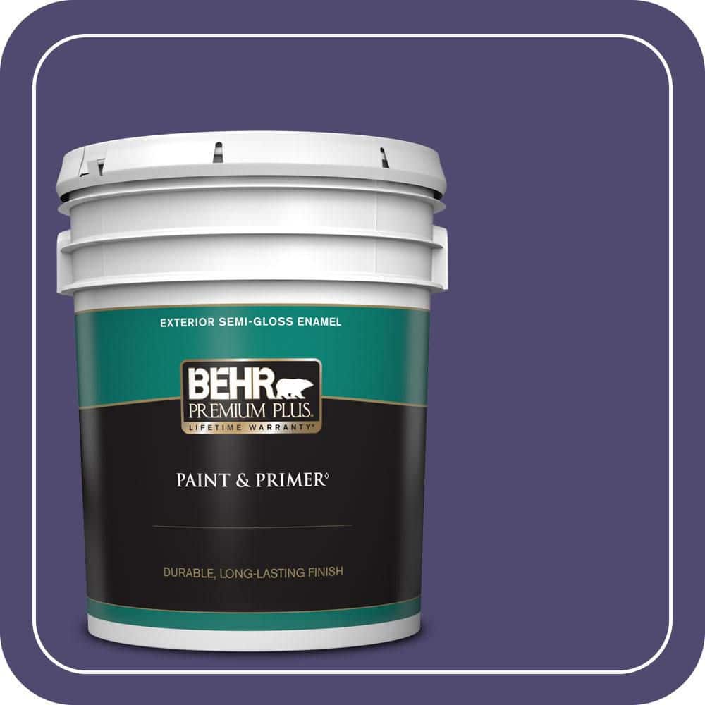 BEHR PREMIUM PLUS 5 gal. #T11-12 Harajuku Girl Semi-Gloss Enamel Exterior Paint & Primer