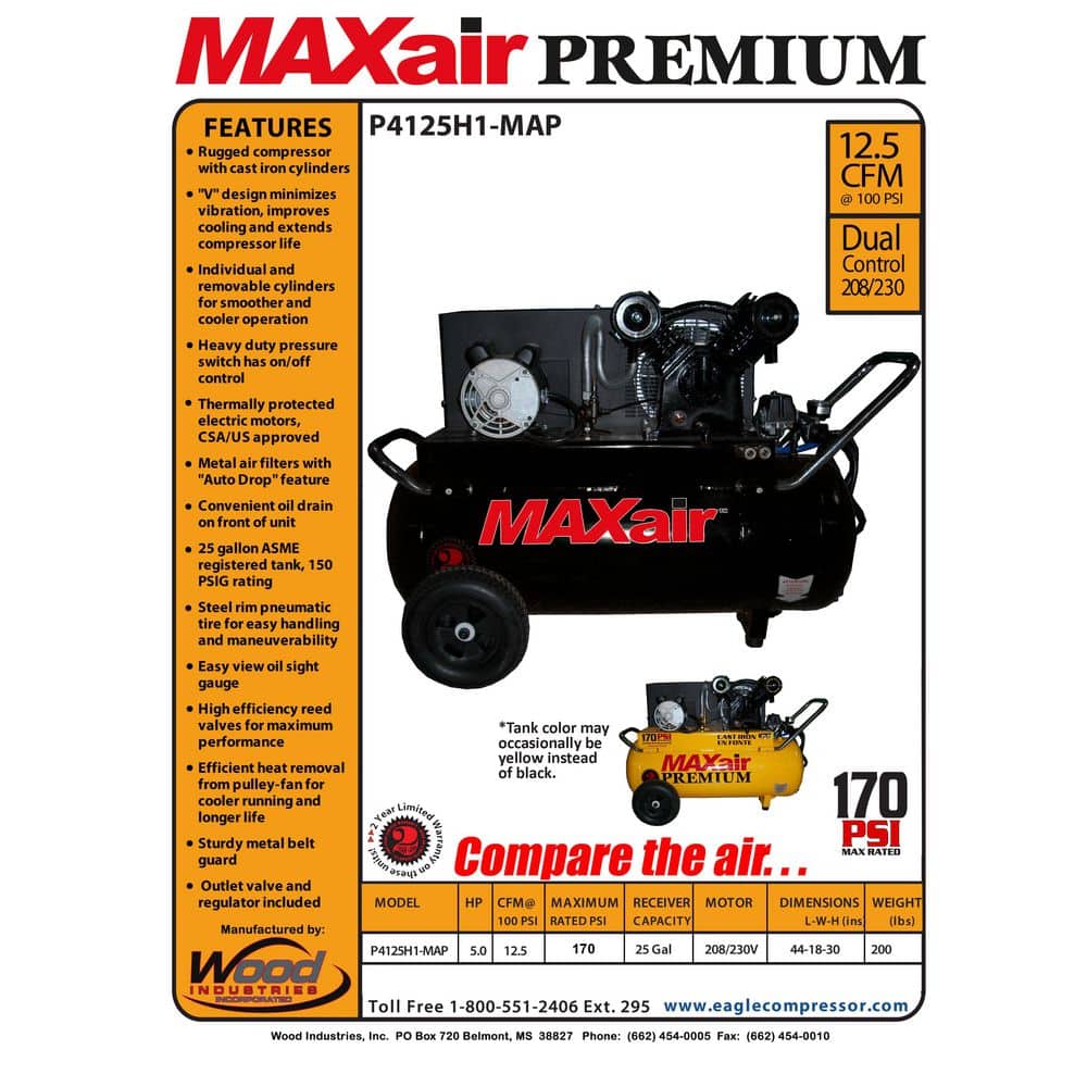 Maxair 25-Gal. Portable Electric Powered Air Compressor (3)
