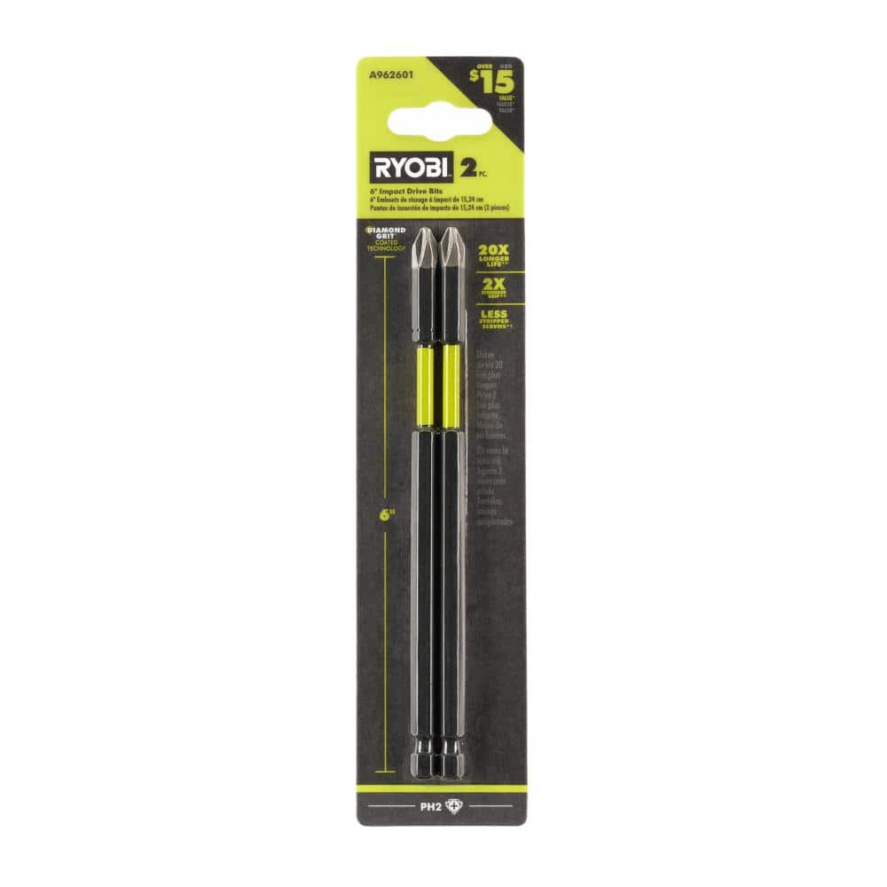 RYOBI 2-Piece 6 in. Diamond Grit Impact Drive Bits (1)