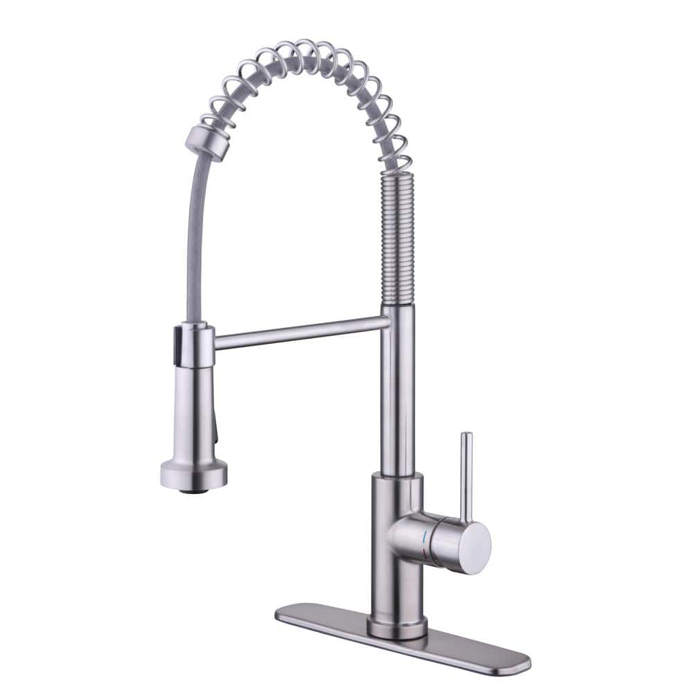 Glacier Bay Paulina Single-Handle Spring Neck Pull Down Sprayer Kitchen Faucet in Stainless Steel (4)