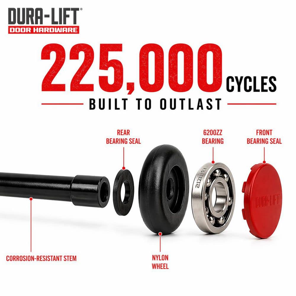 DURA-LIFT Titan Premium Quiet Nylon Garage Door Rollers, 2 in. Wheel, 6200ZZ Bearing, 4 in. Stem, (10-Pack) (3)