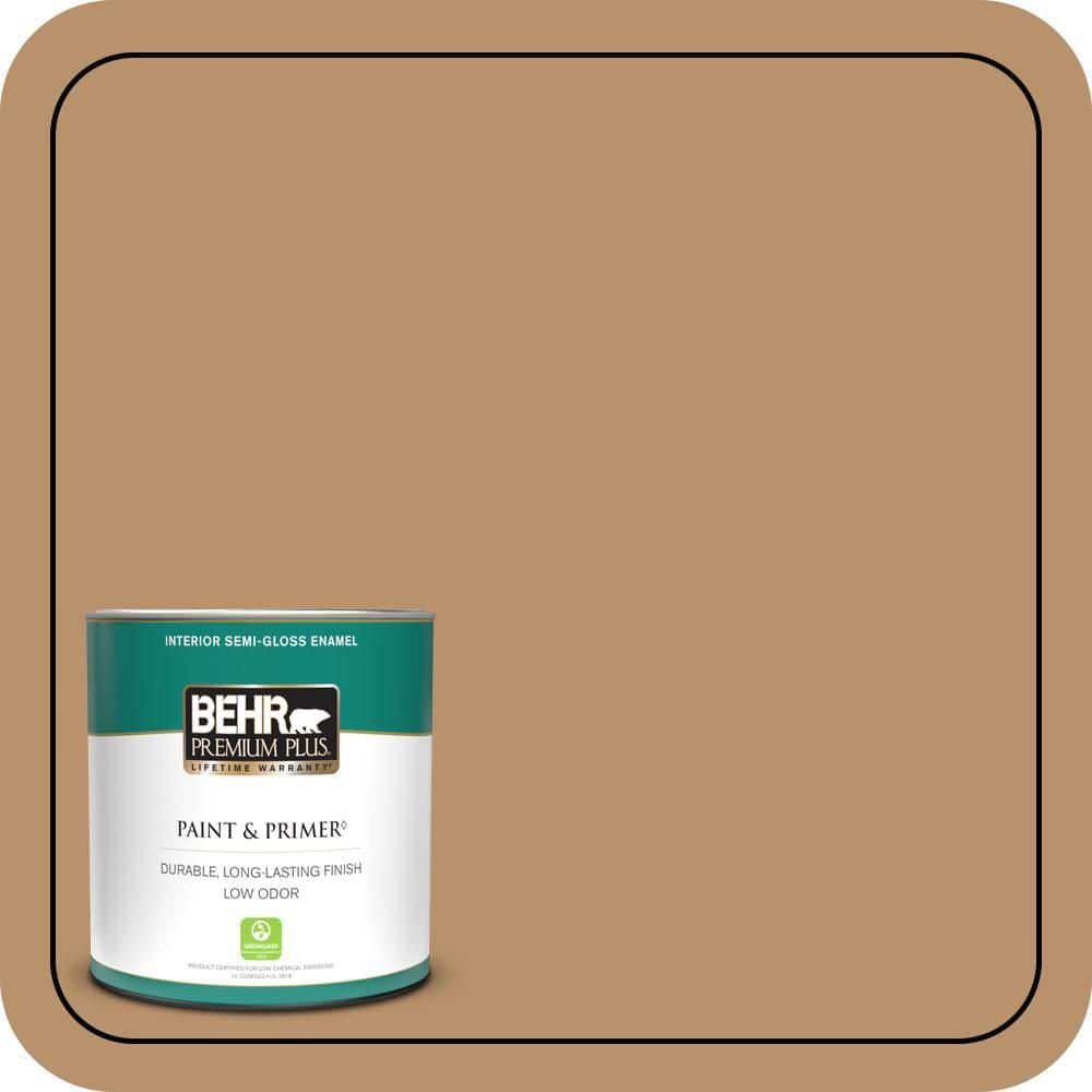 BEHR PREMIUM PLUS 1 qt. #S280-5 Windswept Leaves Semi-Gloss Enamel Low Odor Interior Paint & Primer