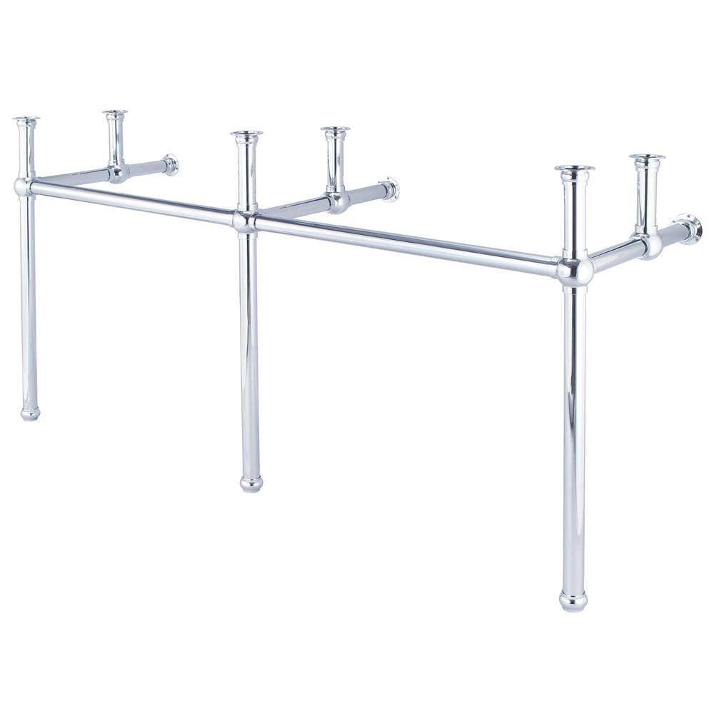 Water Creation Embassy 72 in. Double Sink Carrara White Marble Countertop Washstand in Chrome with P-Trap (2)