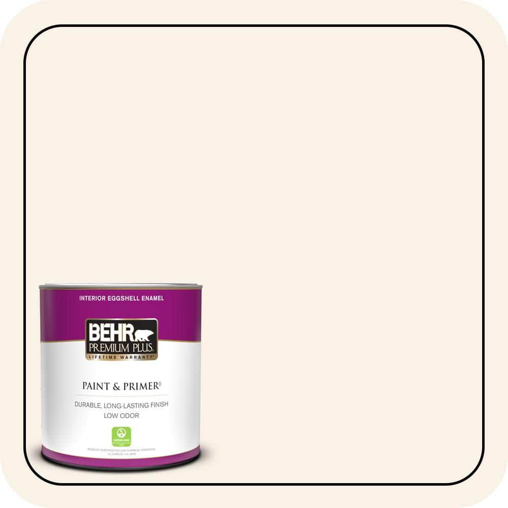 BEHR PREMIUM PLUS 1 qt. #PWN-34 White Luxury Eggshell Enamel Low Odor Interior Paint & Primer