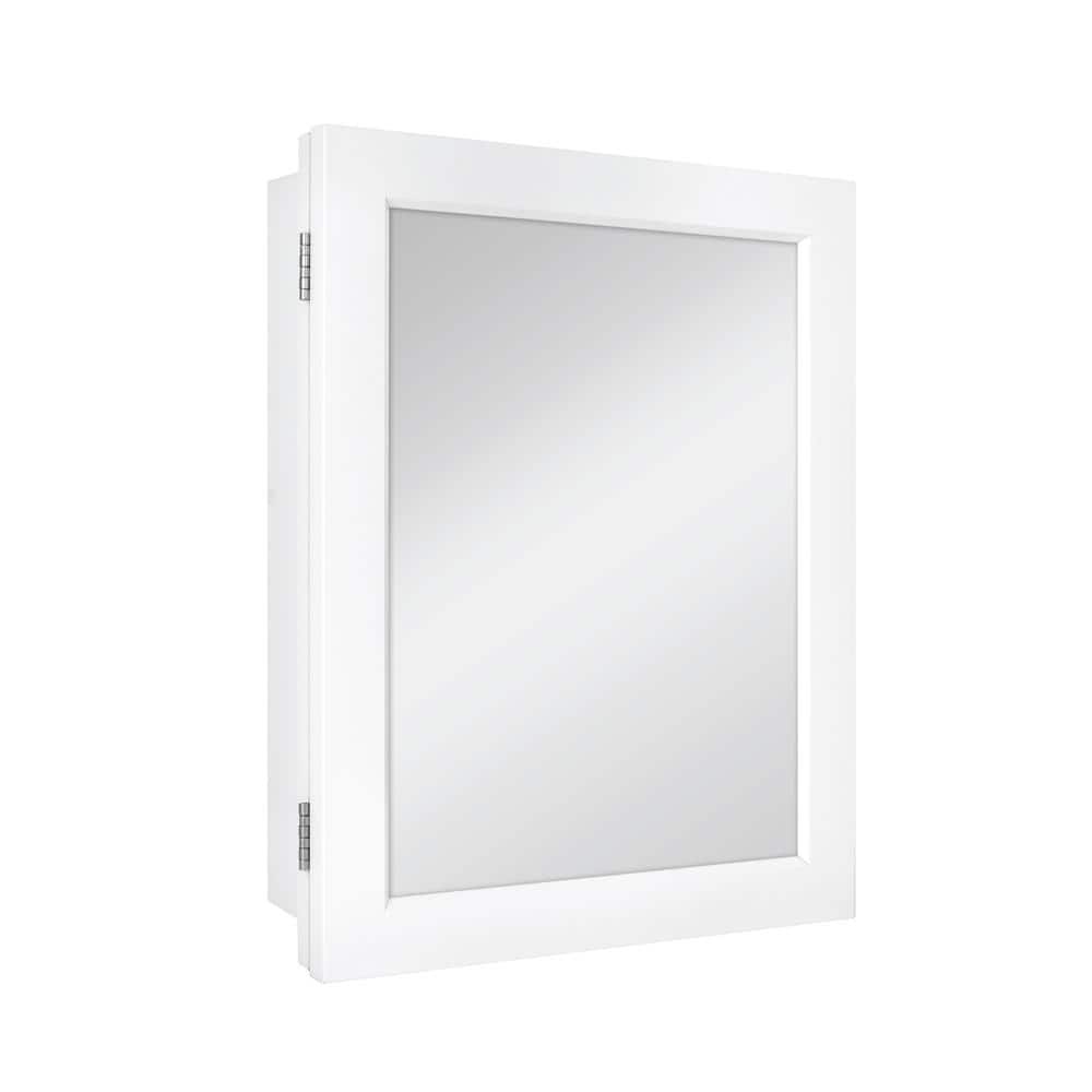Glacier Bay 15-1/4 in. W x 19-3/8 in. H Rectangular Framed Recessed or Surface-Mount Bathroom Medicine Cabinet with Mirror, White (2)