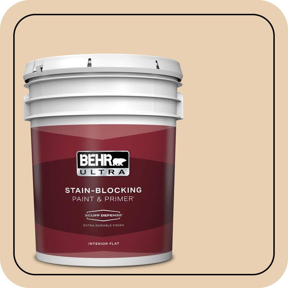 BEHR ULTRA 5 gal. #S290-2 White Bean Hummus Extra Durable Flat Interior Paint & Primer