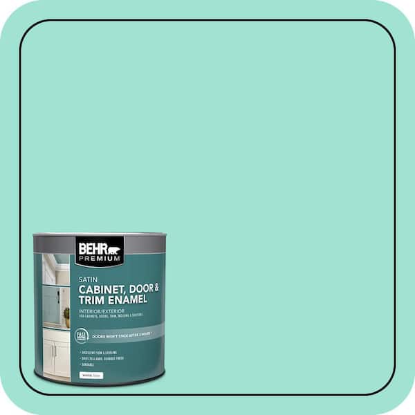 BEHR PREMIUM 1 qt. #P430-2 Aqua Wish Satin Enamel Interior/Exterior Cabinet, Door & Trim Paint (2)