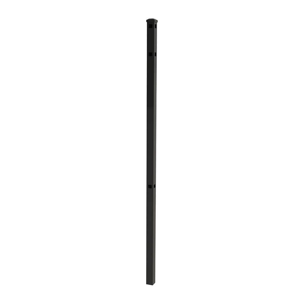 FORGERIGHT Vinings 2 in. x 2 in. x 7 ft. Black Aluminum Fence Corner Post with Flat Cap