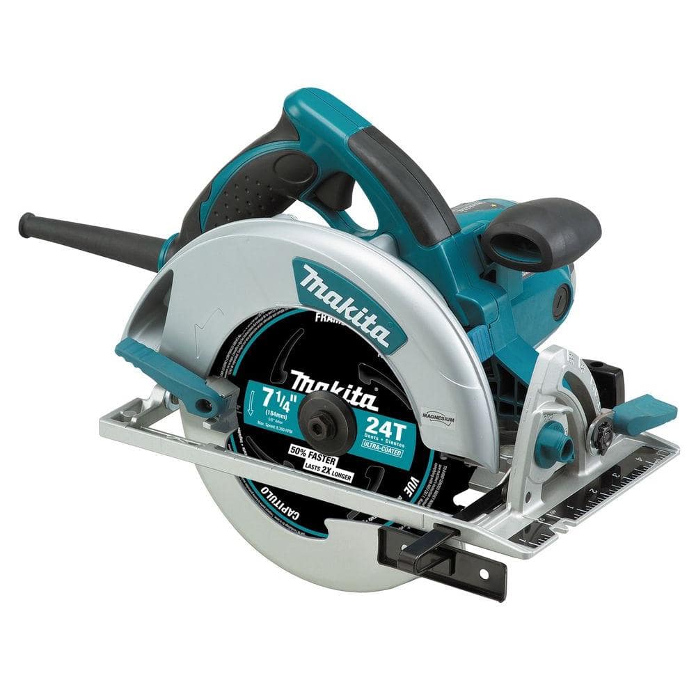 Makita 15 Amp 7-1/4 in. Corded Lightweight Magnesium Circular Saw with LED Light, Dust Blower, 24T Carbide blade, Hard Case (3)