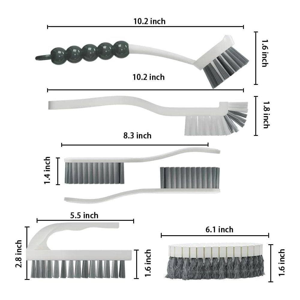 KIWDZFU Cleaning Brush Set for Kitchen and Bathroom Household Use with Various Brushes for Dishes, Tiles, Corners, Floors 6-Pack (3)