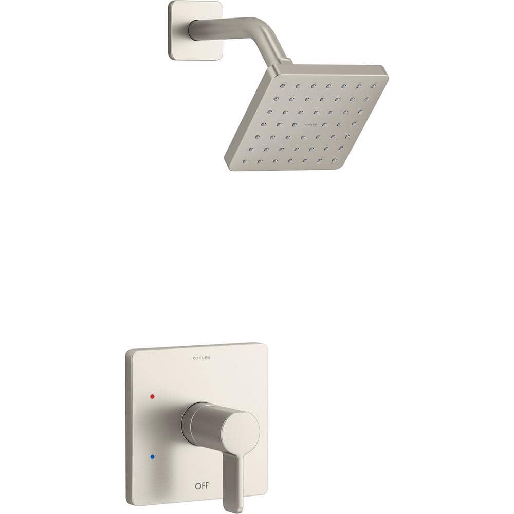 KOHLER Parallel 1-Handle Shower Trim Kit in Vibrant Brushed Nickel with 1.75 GPM Showerhead (Valve Not Included) (1)
