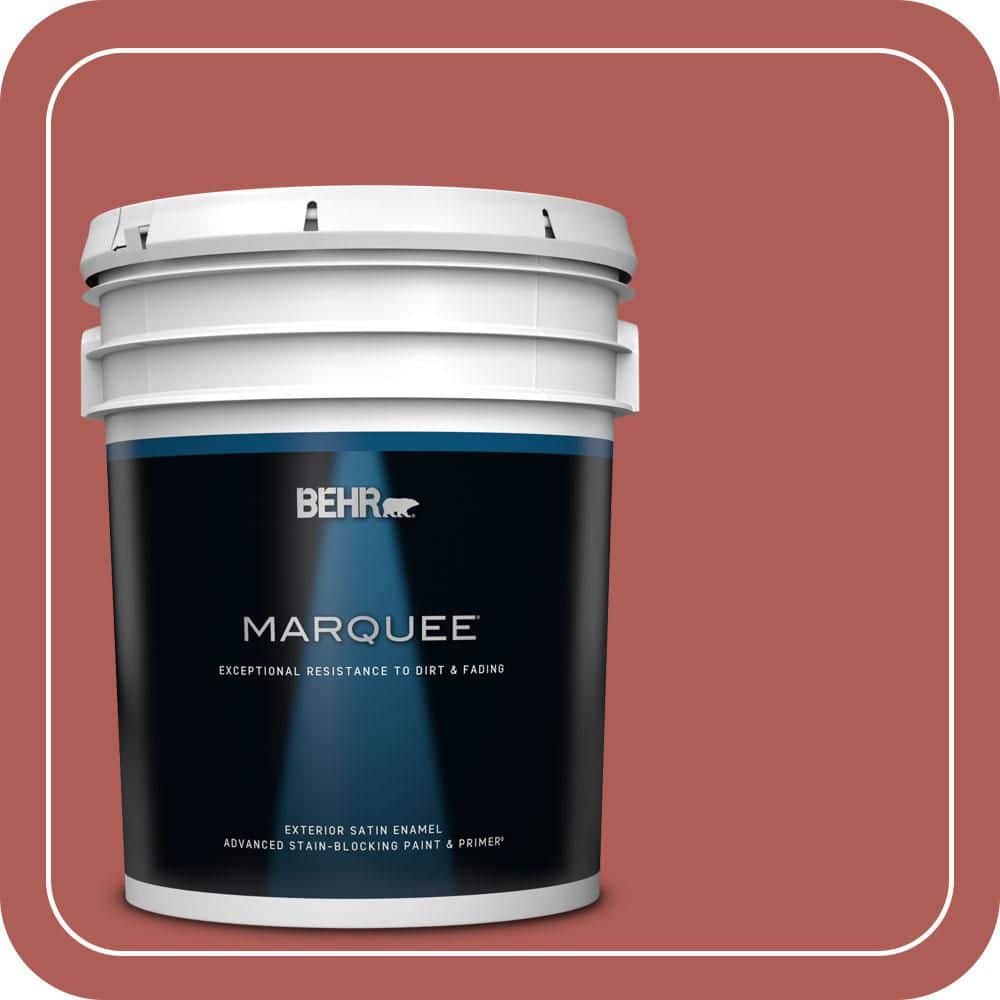 BEHR MARQUEE 5 gal. #T12-1 Prairie Poppy Satin Enamel Exterior Paint & Primer