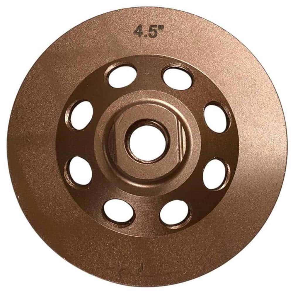 EDiamondTools 4.5 in. Diamond Grinding Wheel for Concrete and Masonry, 16 Double Row Turbo Segments, 5/8 in.-11 Threaded Arbor (3)