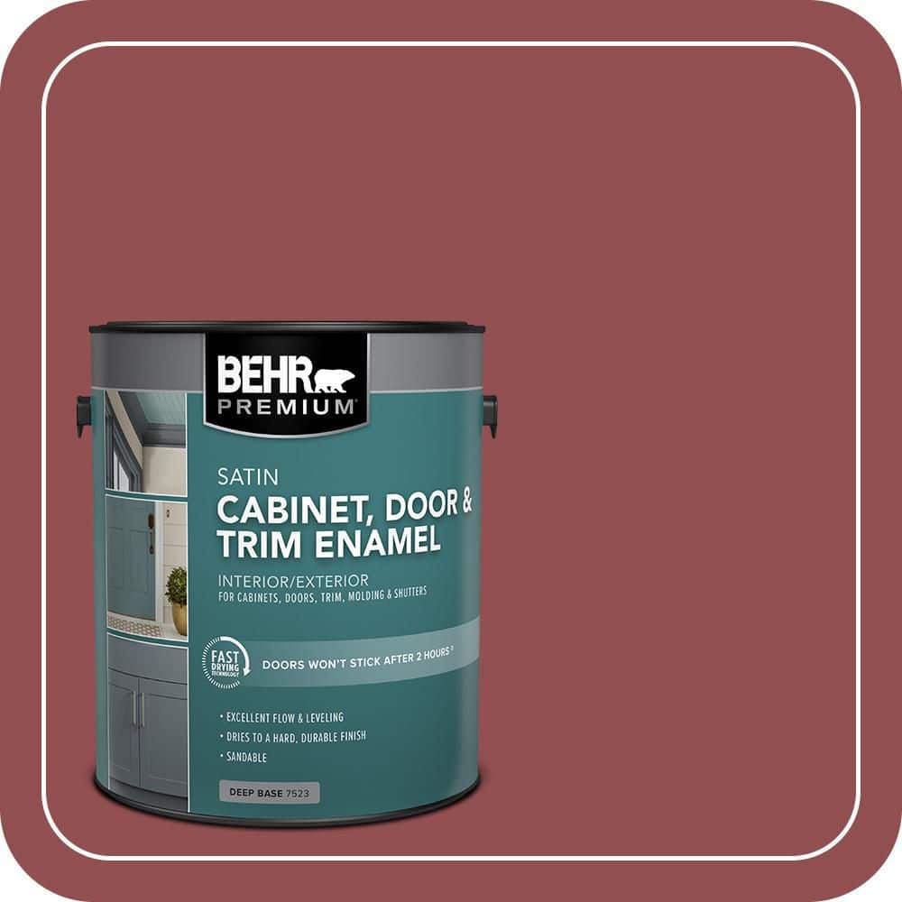 BEHR PREMIUM 1 gal. #PPU1-08 Pompeian Red Satin Enamel Interior/Exterior Cabinet, Door & Trim Paint