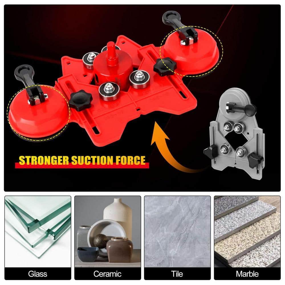 Angel Sar 11-Pcs 1/4 in. - 2 in. Diamond Hole Saw Kit, Dry Wet Brazing Tile Hole Saw Kit Hole Saw Guide Ceramic Glass Marble Red (2)