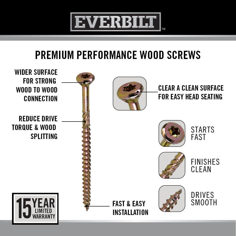 Everbilt #9 . Star Drive Flat Head Interior Wood Screws (3)