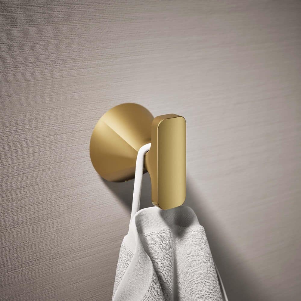 KOHLER Cursiva J-Hook Robe Hook in Vibrant Brushed Modern Brass (2)