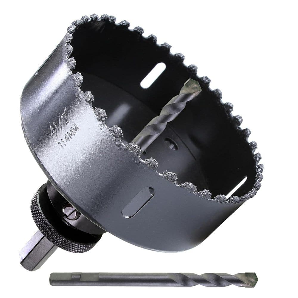Unbranded Carbide Grit 4-1/2 in. Hole Saw Cutter for Fast Cutting in Hardy Plank Air Brick Stucco Drywall Fiber Cement Board