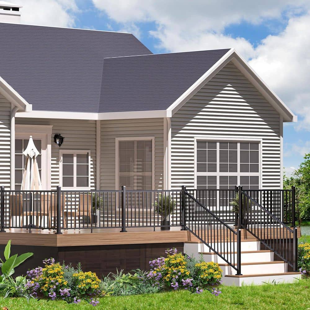 KIWDZFU 36 in. H x 72 in. W Silver Aluminum Porch and Deck Stair Railing Kit (2)