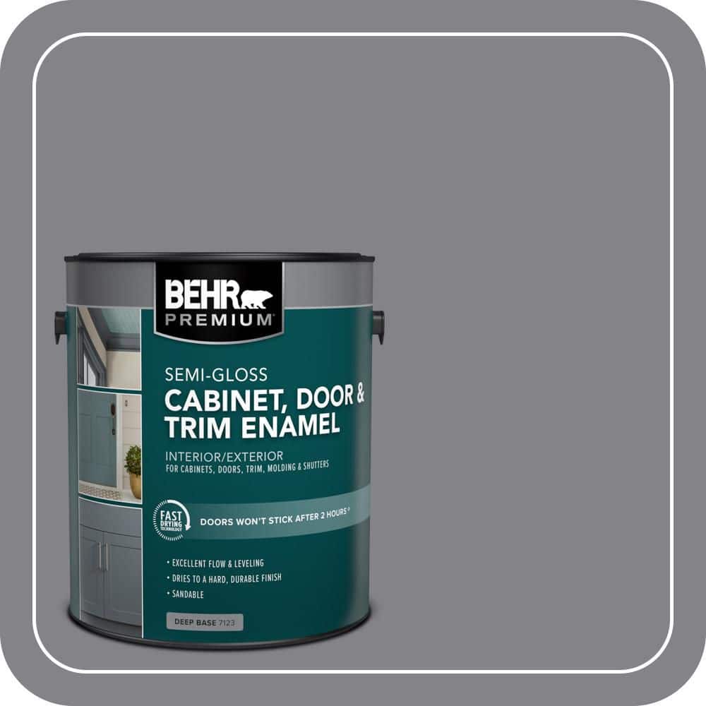BEHR PREMIUM 1 gal. #AE-52 Rising Smoke Semi-Gloss Enamel Interior/Exterior Cabinet, Door & Trim Paint (1)