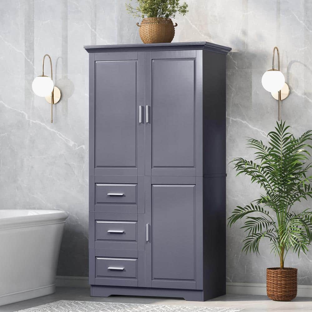 Unbranded High-Quality 33 in. W 18.1 in. D 62 in. H Linen Cabinet with Adjustable Shelves and Anti-Tip Device