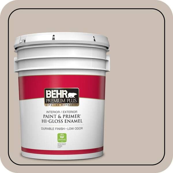 BEHR PREMIUM PLUS 5 gal. #T16-06 Penthouse View Hi-Gloss Enamel Interior/Exterior Paint & Primer (2)