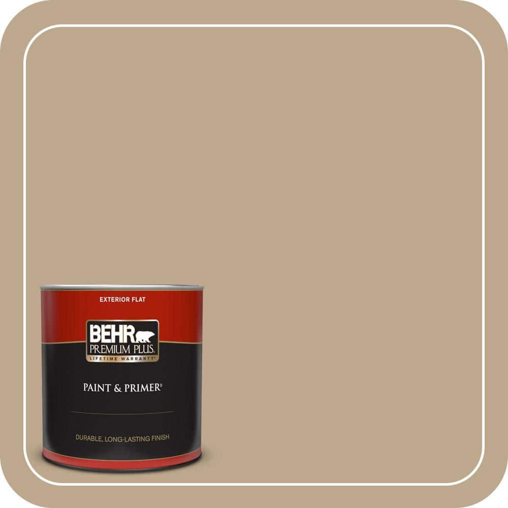 BEHR PREMIUM PLUS 1 qt. #MQ2-25 British Khaki Flat Exterior Paint & Primer