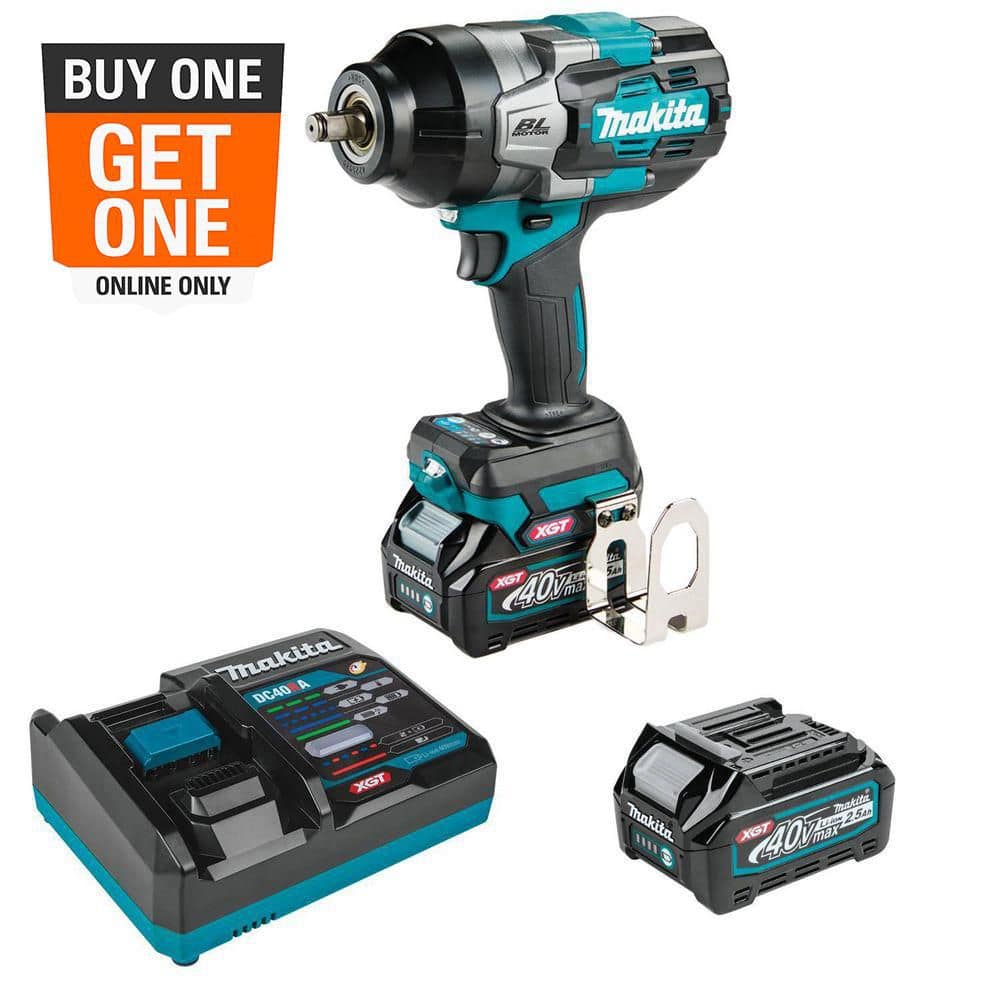 Makita 40V max XGT Brushless Cordless 4-Speed High-Torque 1/2" Sq. Drive Impact Wrench Kit w/ Friction Ring Anvil (2. 5Ah) (1)