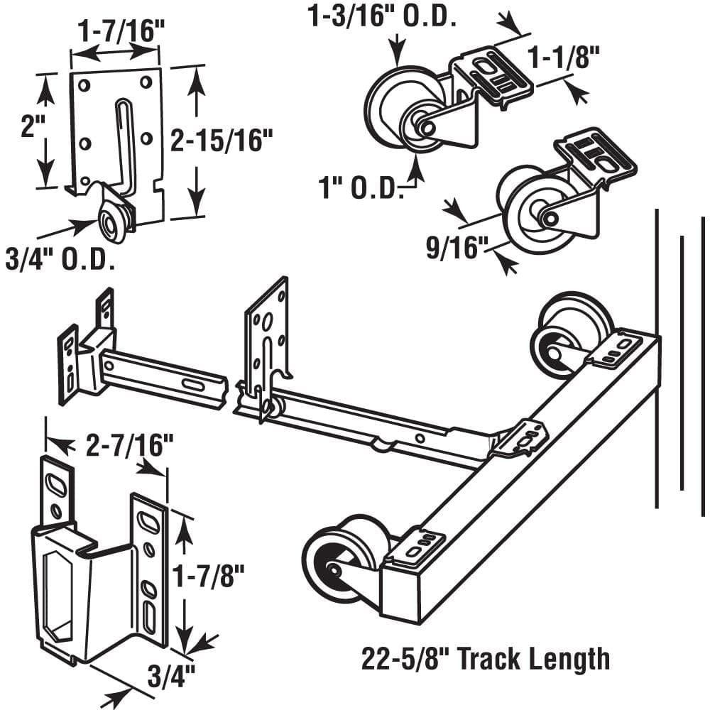 Anvil Mark 22-5/8 in. Galvanized Steel Mono-Rail Drawer Track Guide Slide Kit (2)