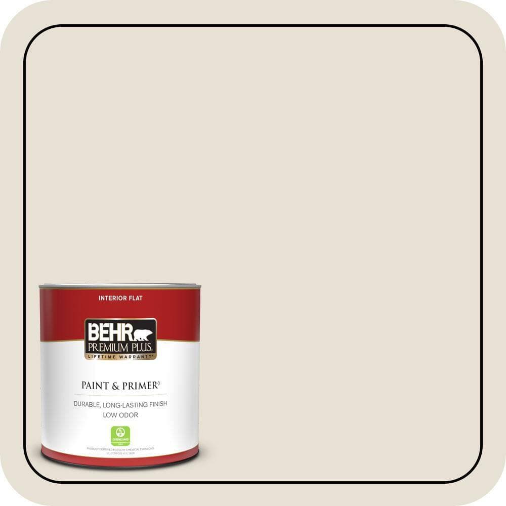 BEHR PREMIUM PLUS 1 qt. #MQ3-13 Crisp Linen Flat Low Odor Interior Paint & Primer